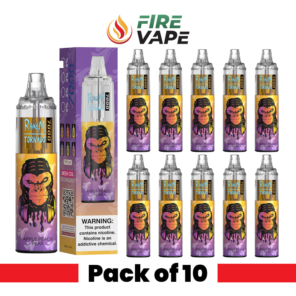 RAndM Tornado 7000 Puffs Disposable Vape - 0% Nicotine (Pack of 10)