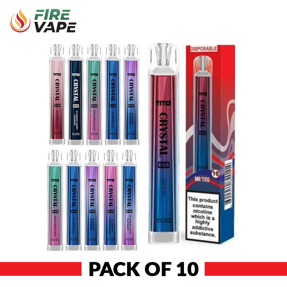 Tito Crystal Bar Vape Pen 600 Puffs Disposable Vape (Pack of 10)