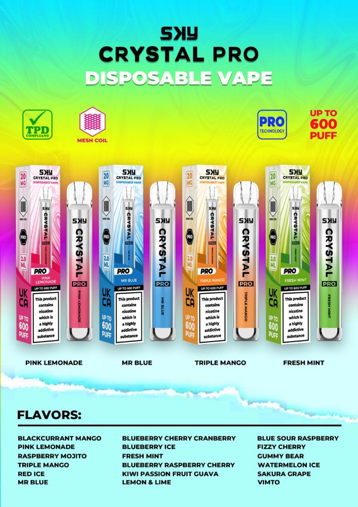 Crystal Pro Bar 600 Puffs Disposable Vape - simbavapes